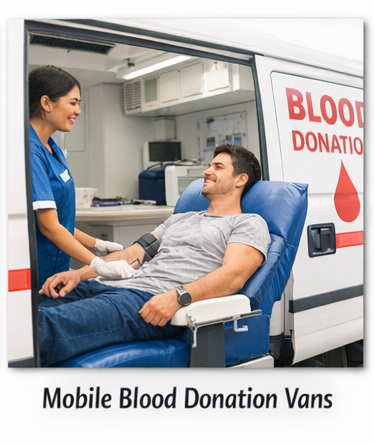 Mobile blood donation van in community